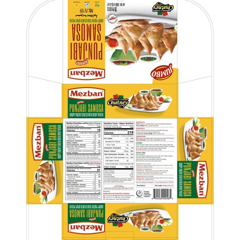 Punjabi Samosa Jumbo 85Gms 20 Pcs (Card Box)